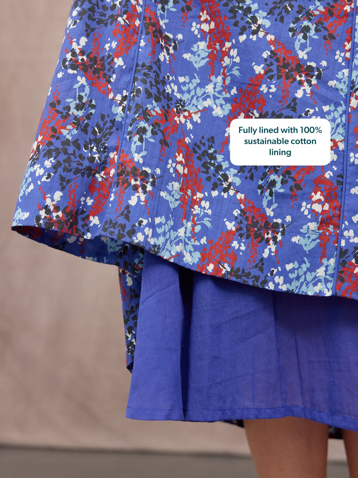 Jackie Contrast Trim Dress - Blue & Multi Floral Print