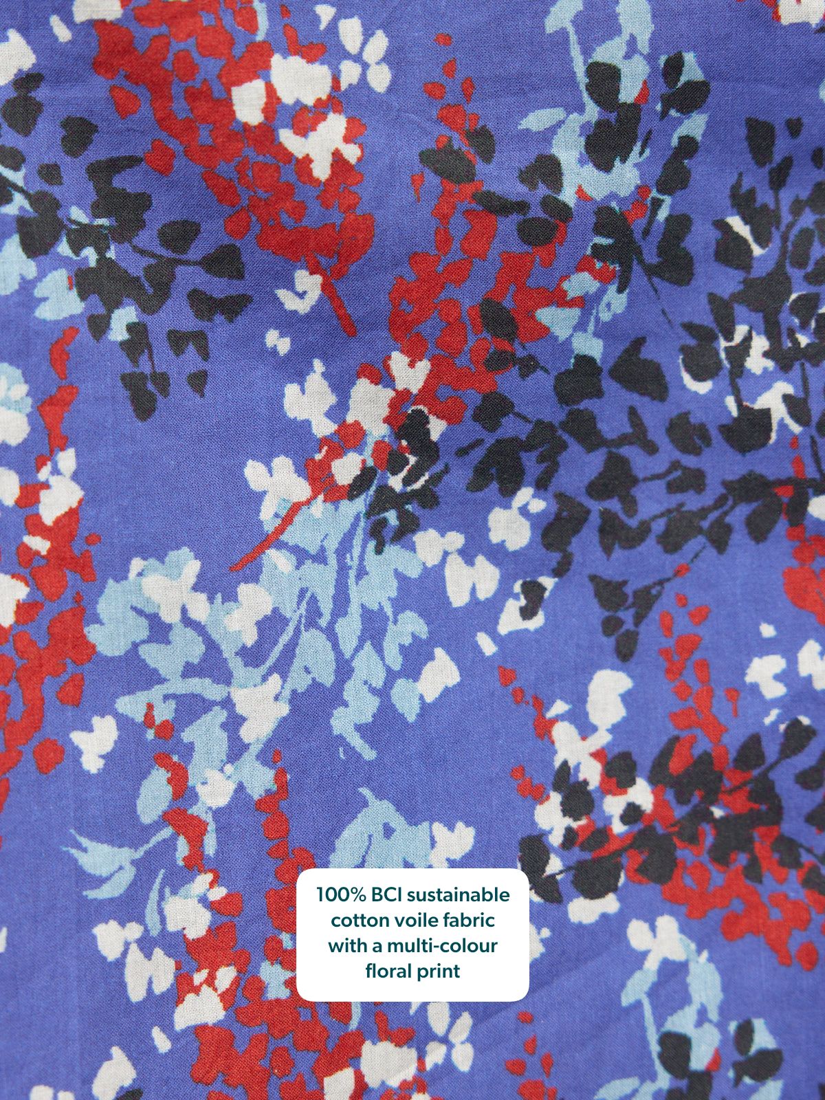 Jackie Contrast Trim Dress - Blue & Multi Floral Print