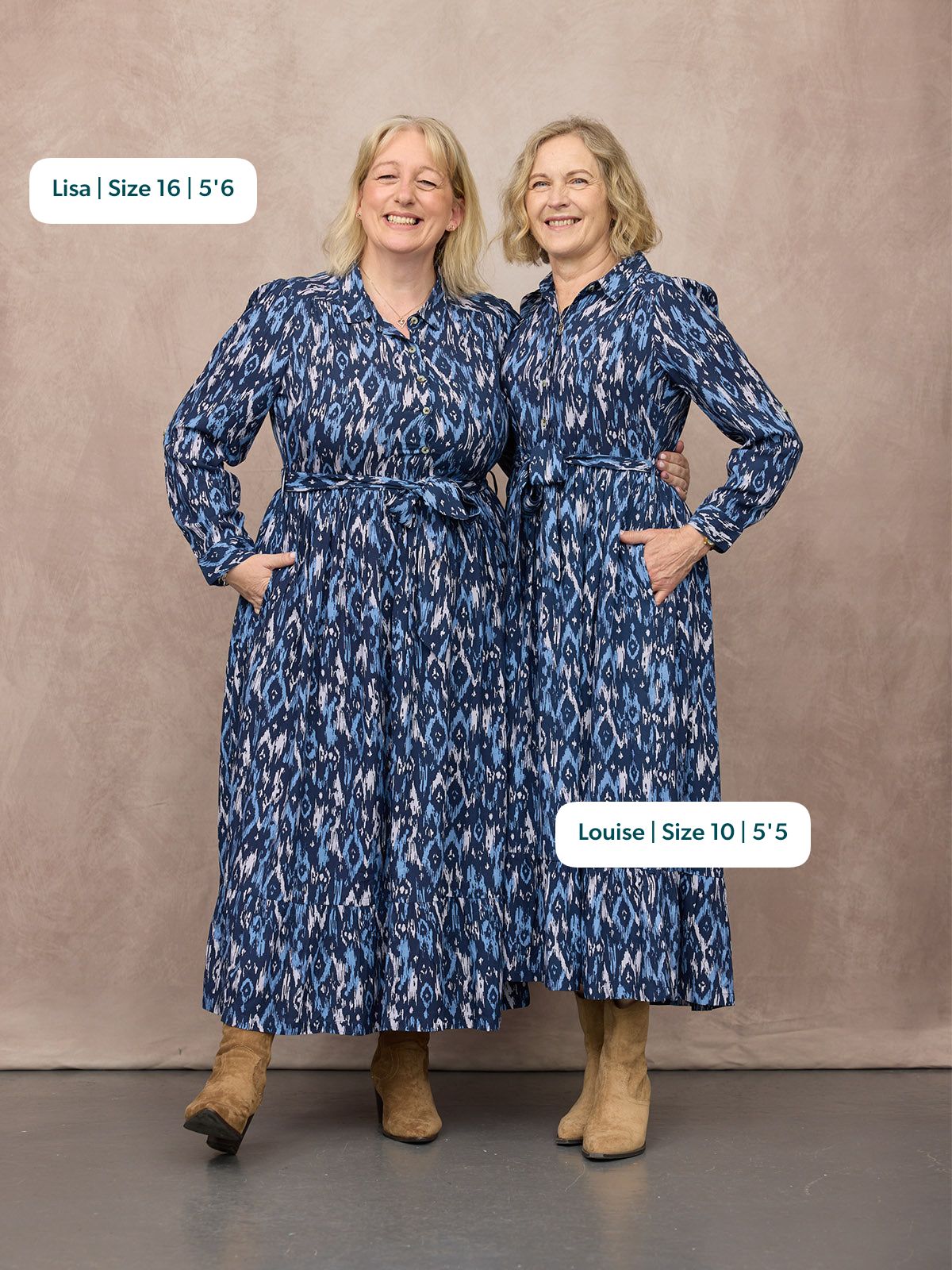 Kirsty Shirt Dress - Blue Ikat Print
