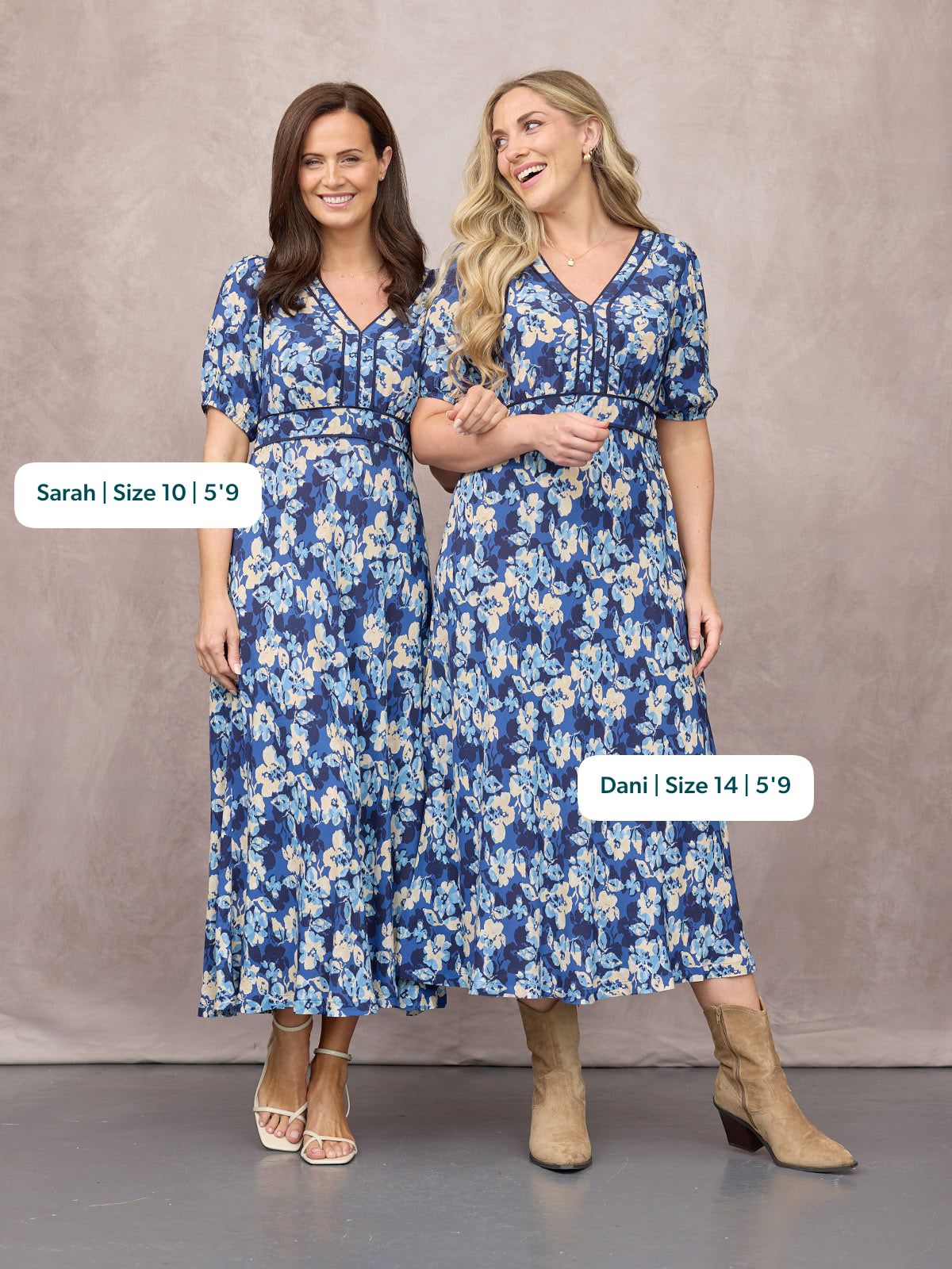 Linny Contrast Trim Dress - Blue Floral Print