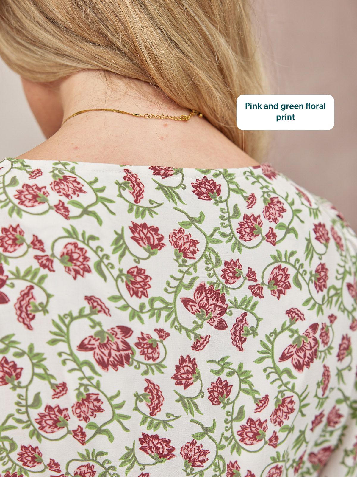 Linny Contrast Trim Dress - Pink Floral Print