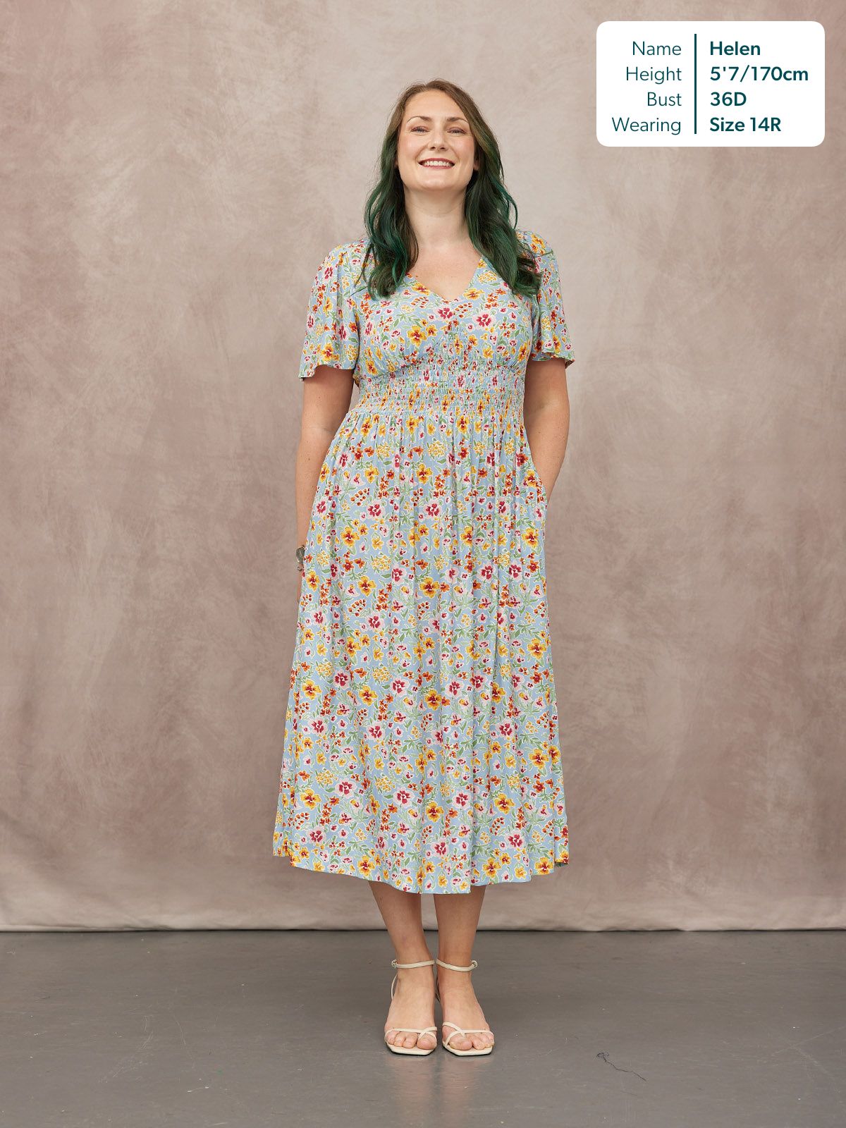 Maddie Short Sleeve Dress -  Light Blue Floral Print