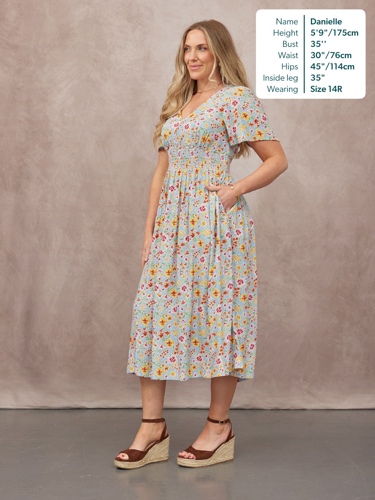 Maddie Short Sleeve Dress -  Light Blue Floral Print
