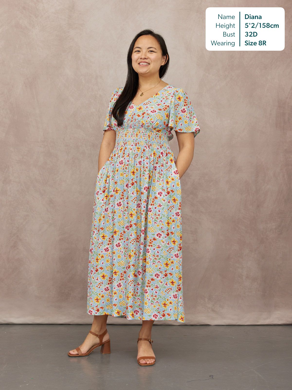 Maddie Short Sleeve Dress -  Light Blue Floral Print