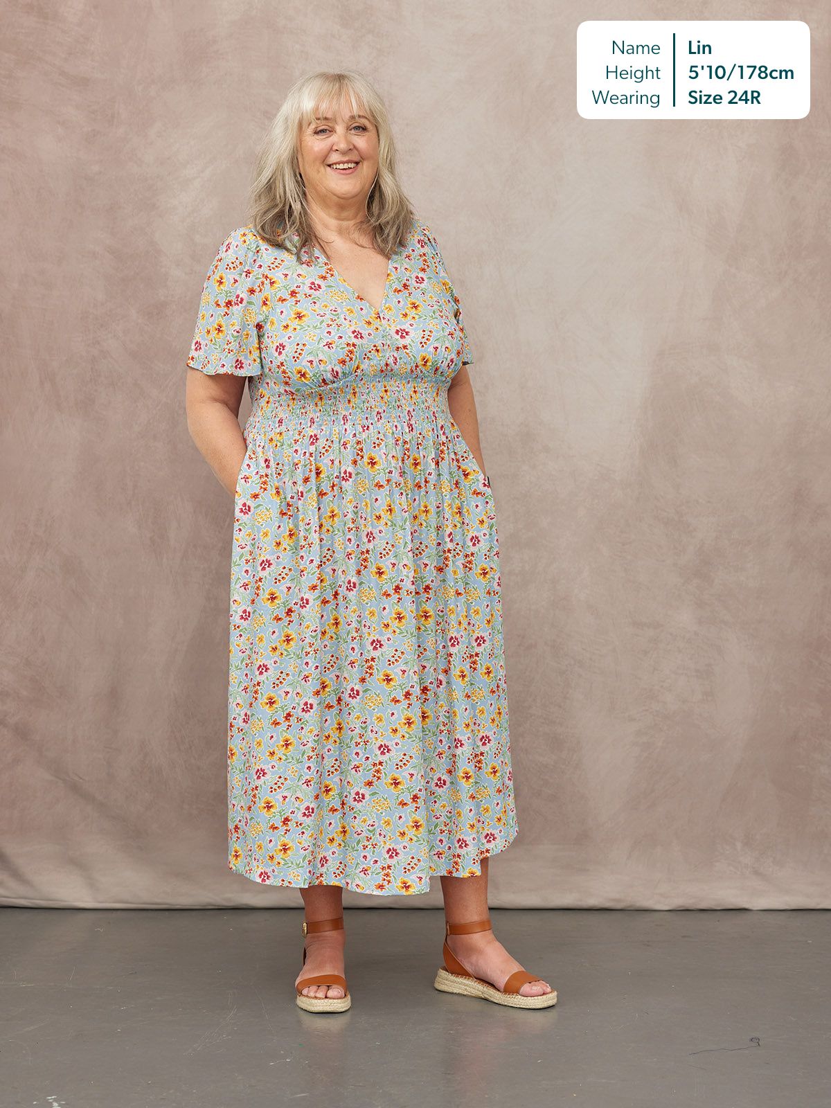 Maddie Short Sleeve Dress -  Light Blue Floral Print