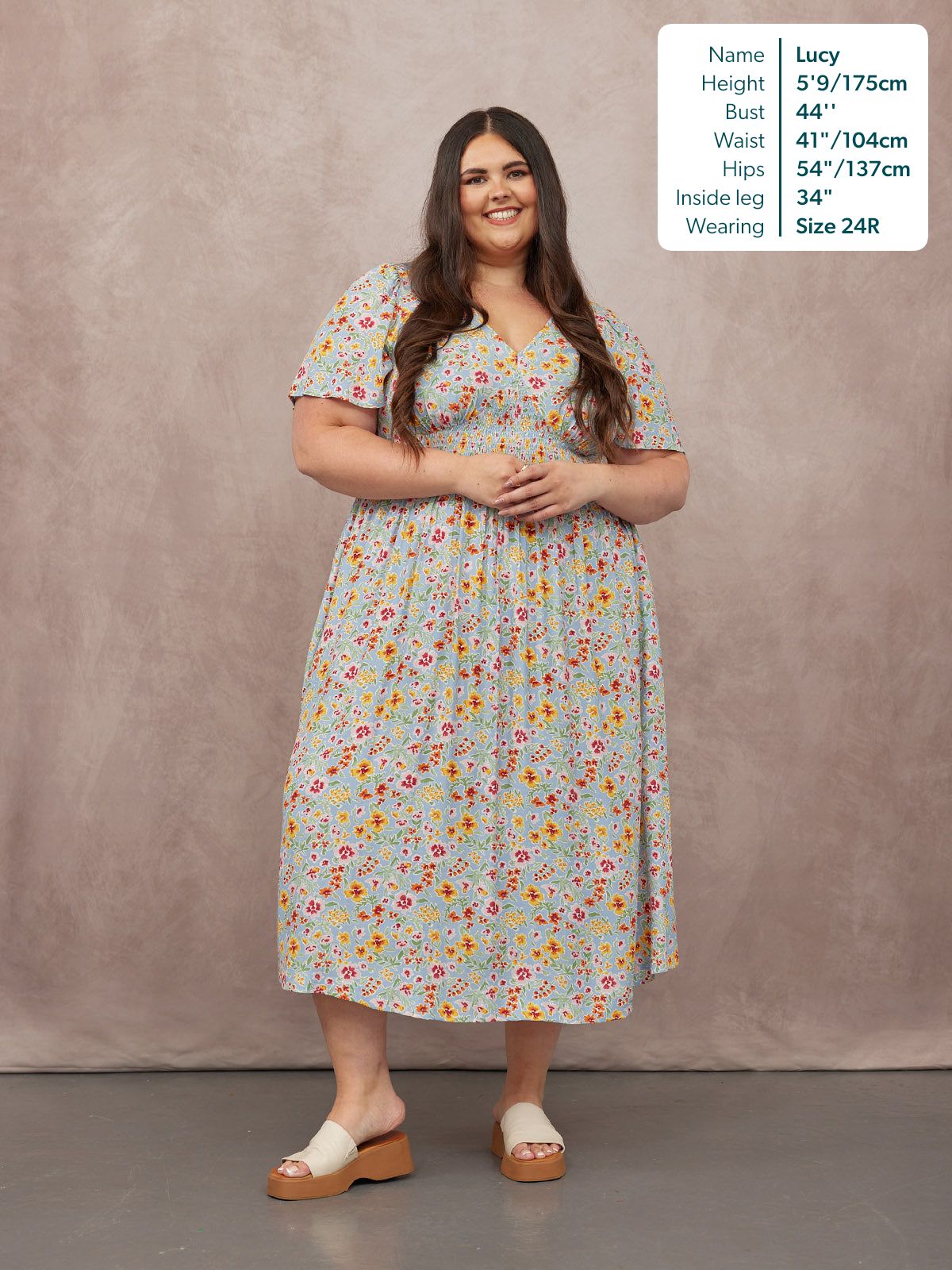 Maddie Short Sleeve Dress -  Light Blue Floral Print