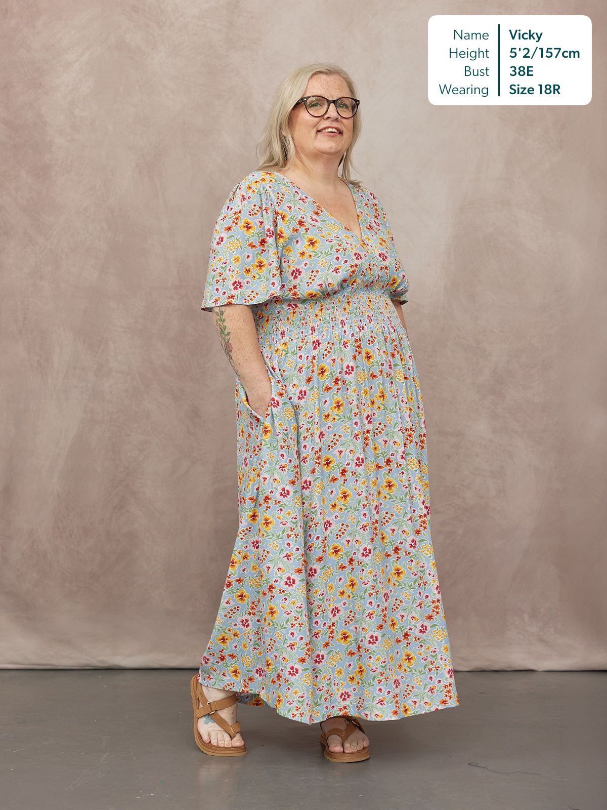 Maddie Short Sleeve Dress -  Light Blue Floral Print