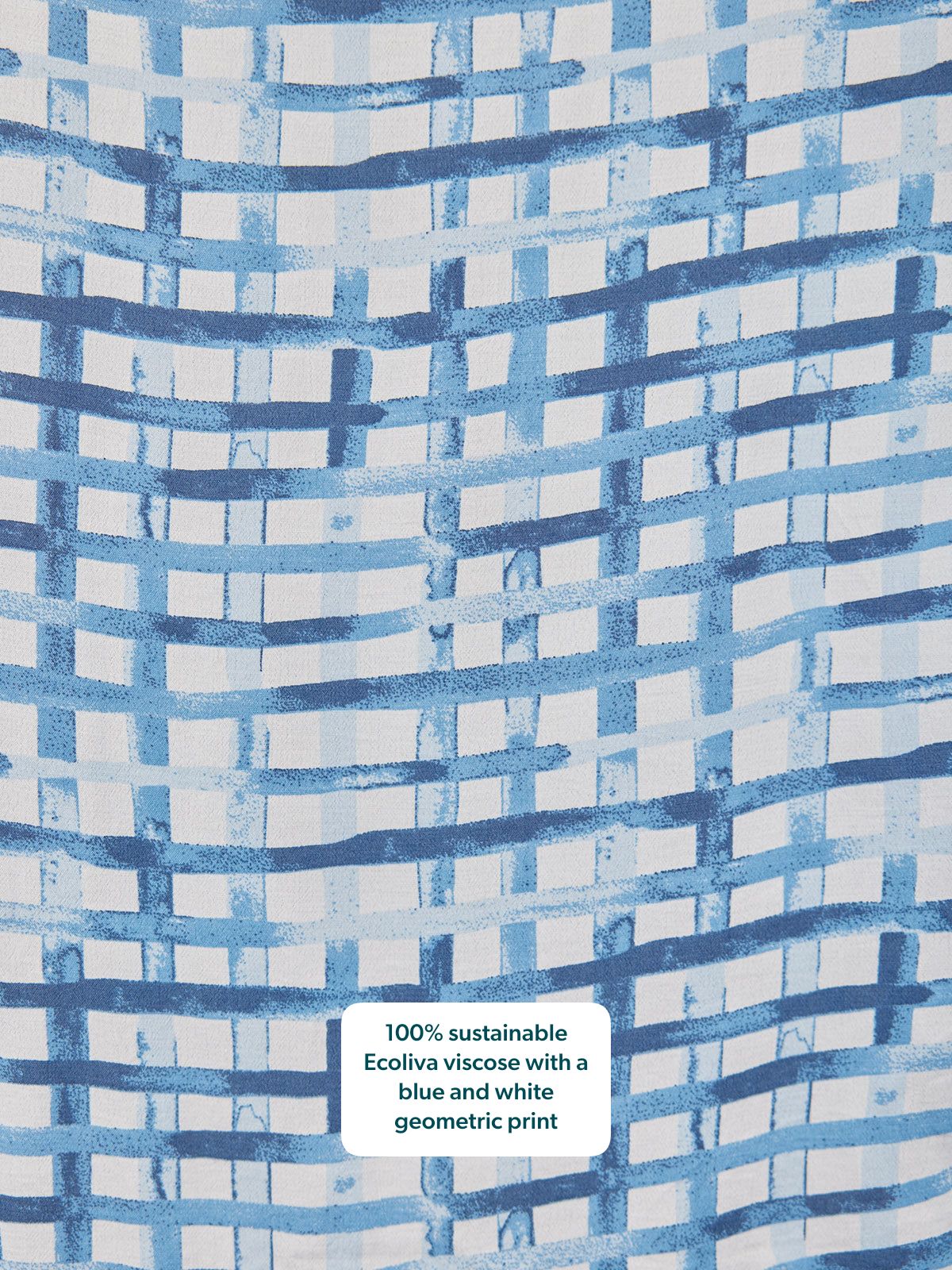 Maddie V-Neck Long Sleeve Dress - Geometric Blue & White Print