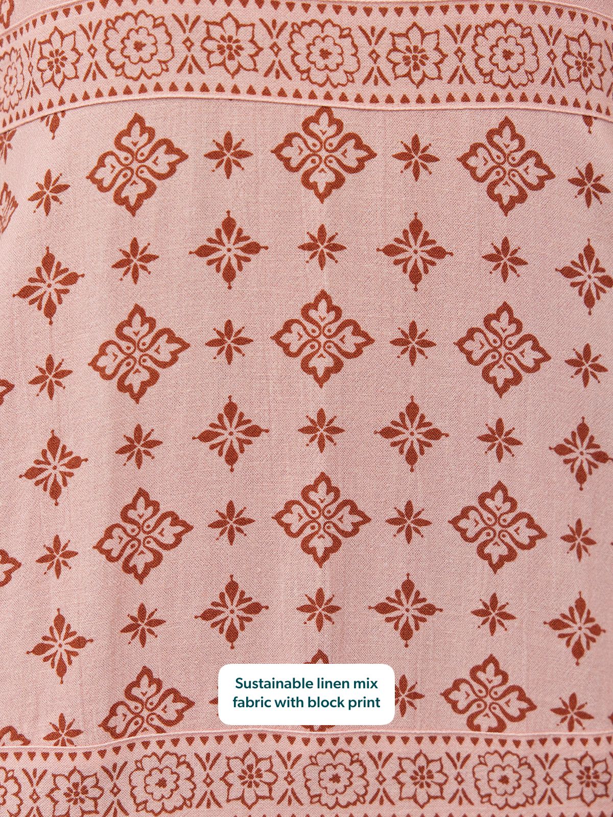 Marie Sleeveless Tiered Dress - Pink & Rust Print