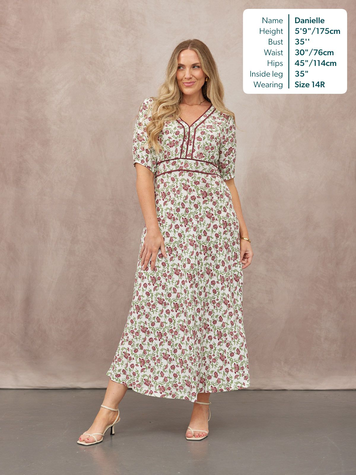Linny Contrast Trim Dress - Pink Floral Print