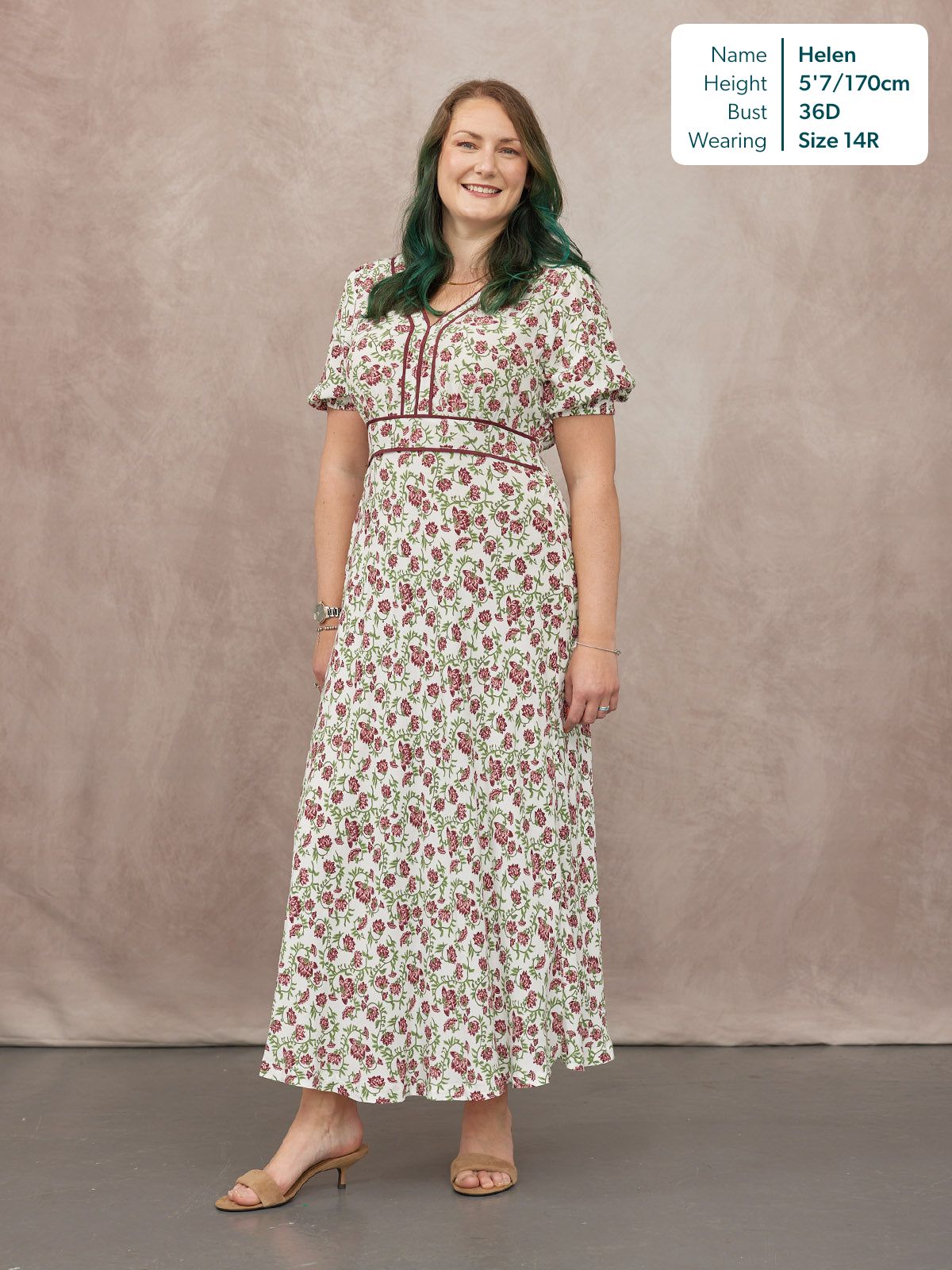 Linny Contrast Trim Dress - Pink Floral Print