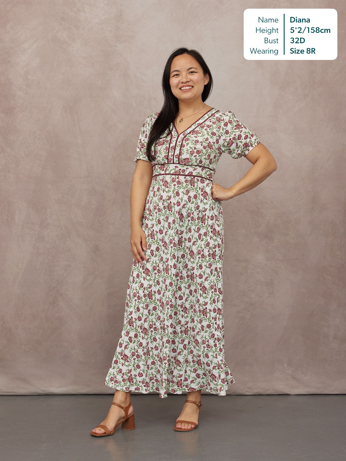 Linny Contrast Trim Dress - Pink Floral Print