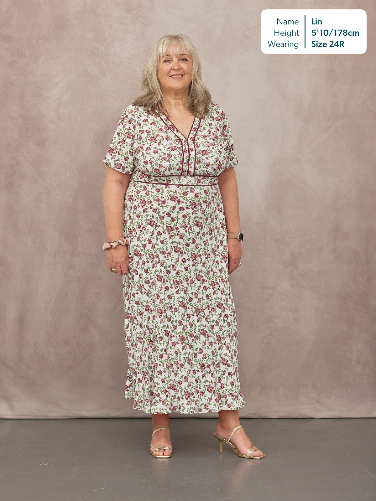 Linny Contrast Trim Dress - Pink Floral Print