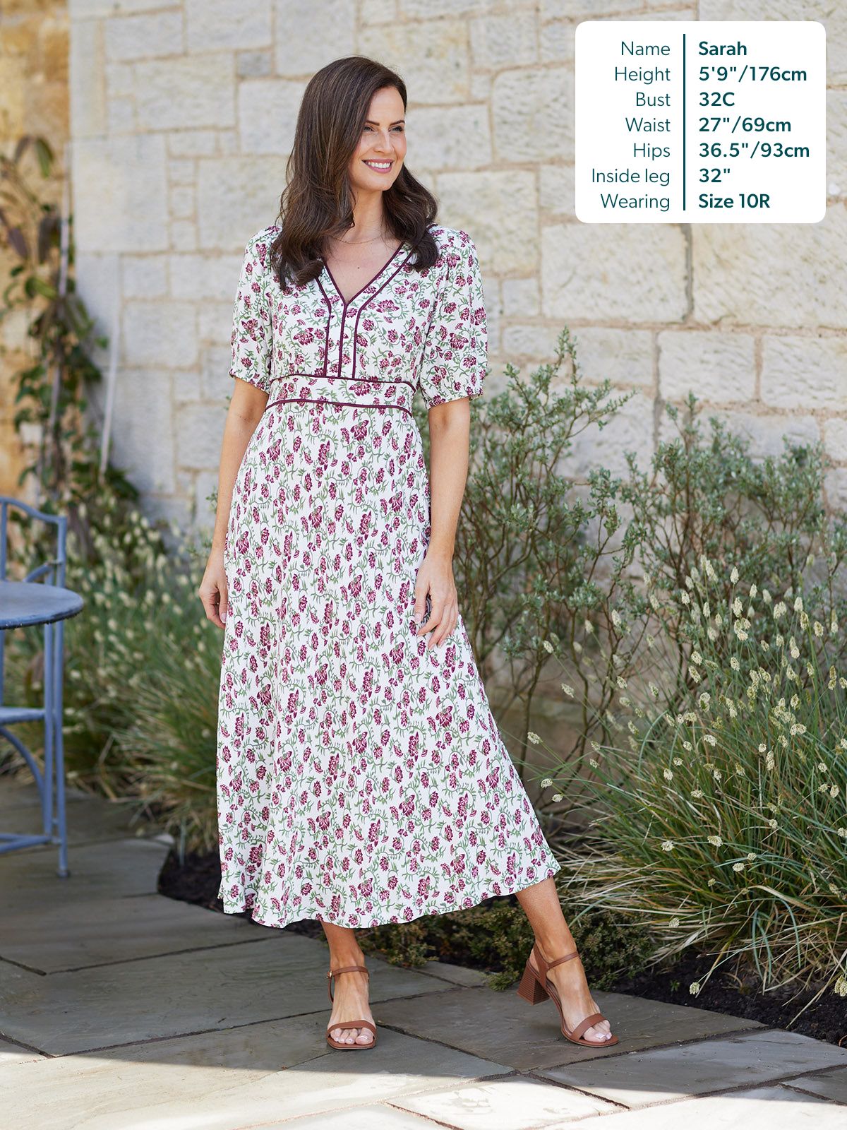 Linny Contrast Trim Dress - Pink Floral Print