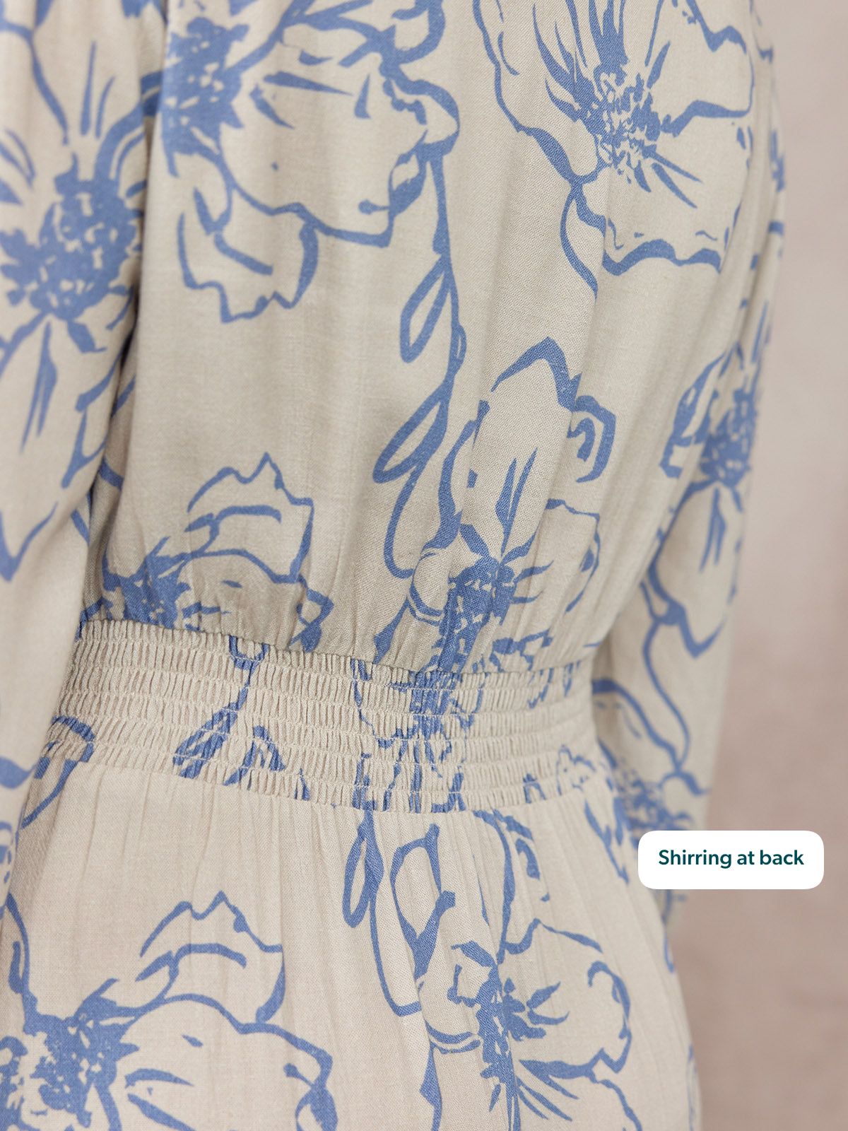 Hilary Printed Linen Mix Dress - Blue Floral