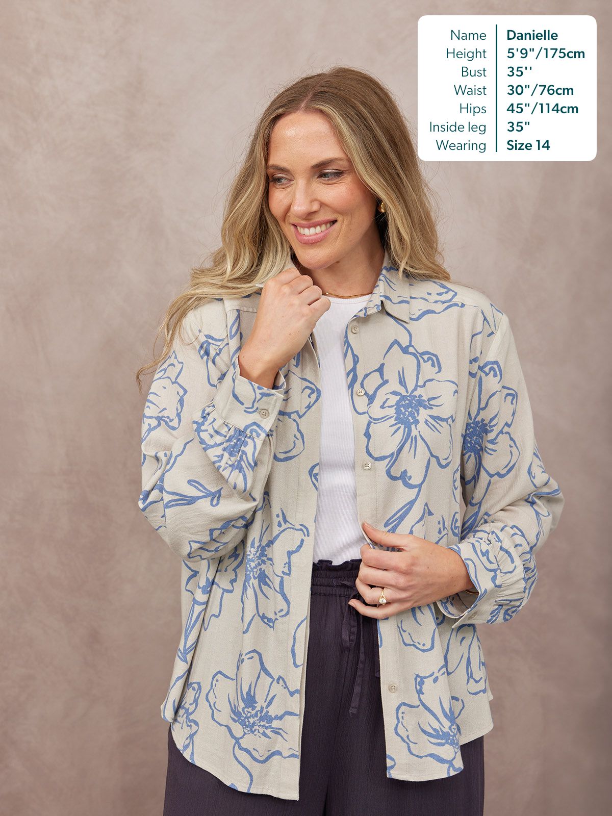 Sue Printed Linen Mix Shirt - Blue Floral