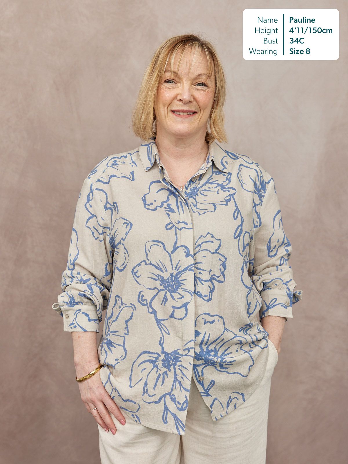 Sue Printed Linen Mix Shirt - Blue Floral