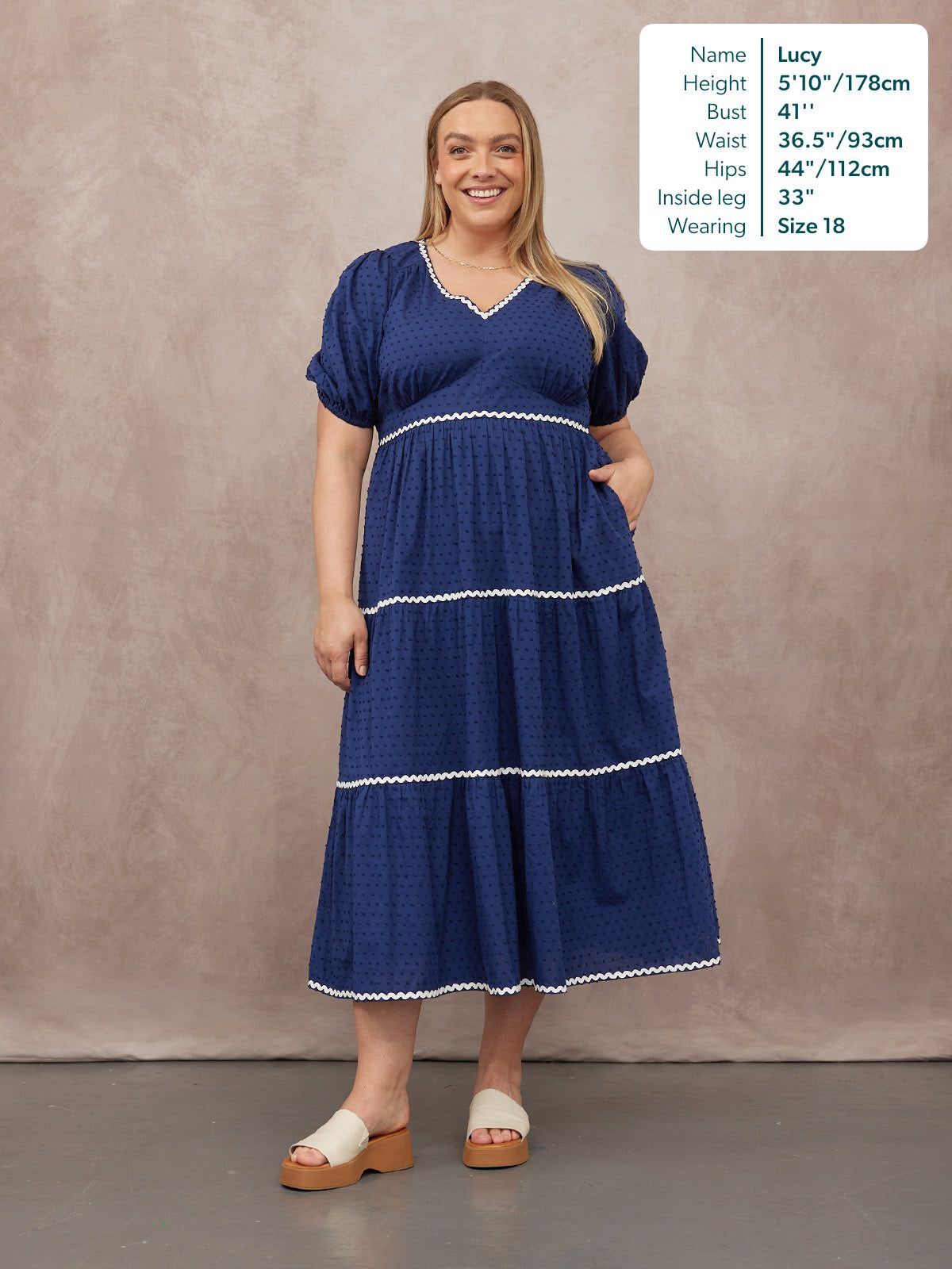 Nelly Ric Rac Dress - Navy & White