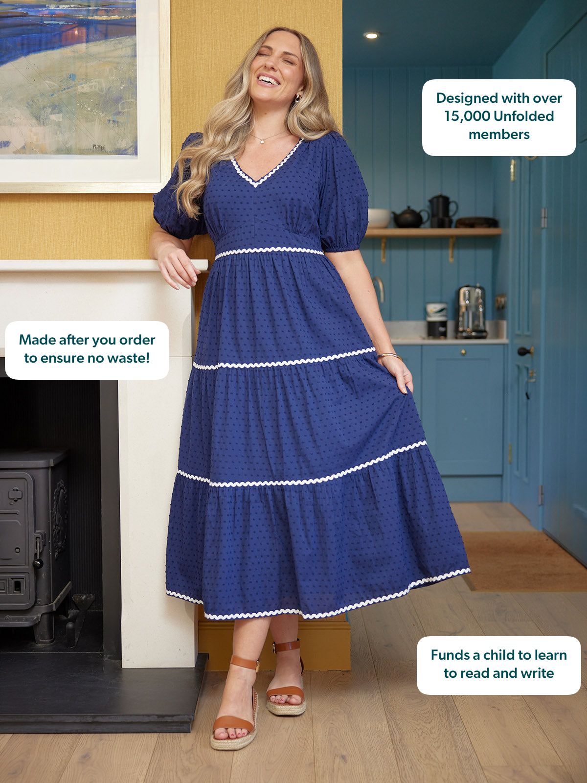 Nelly Ric Rac Dress - Navy & White