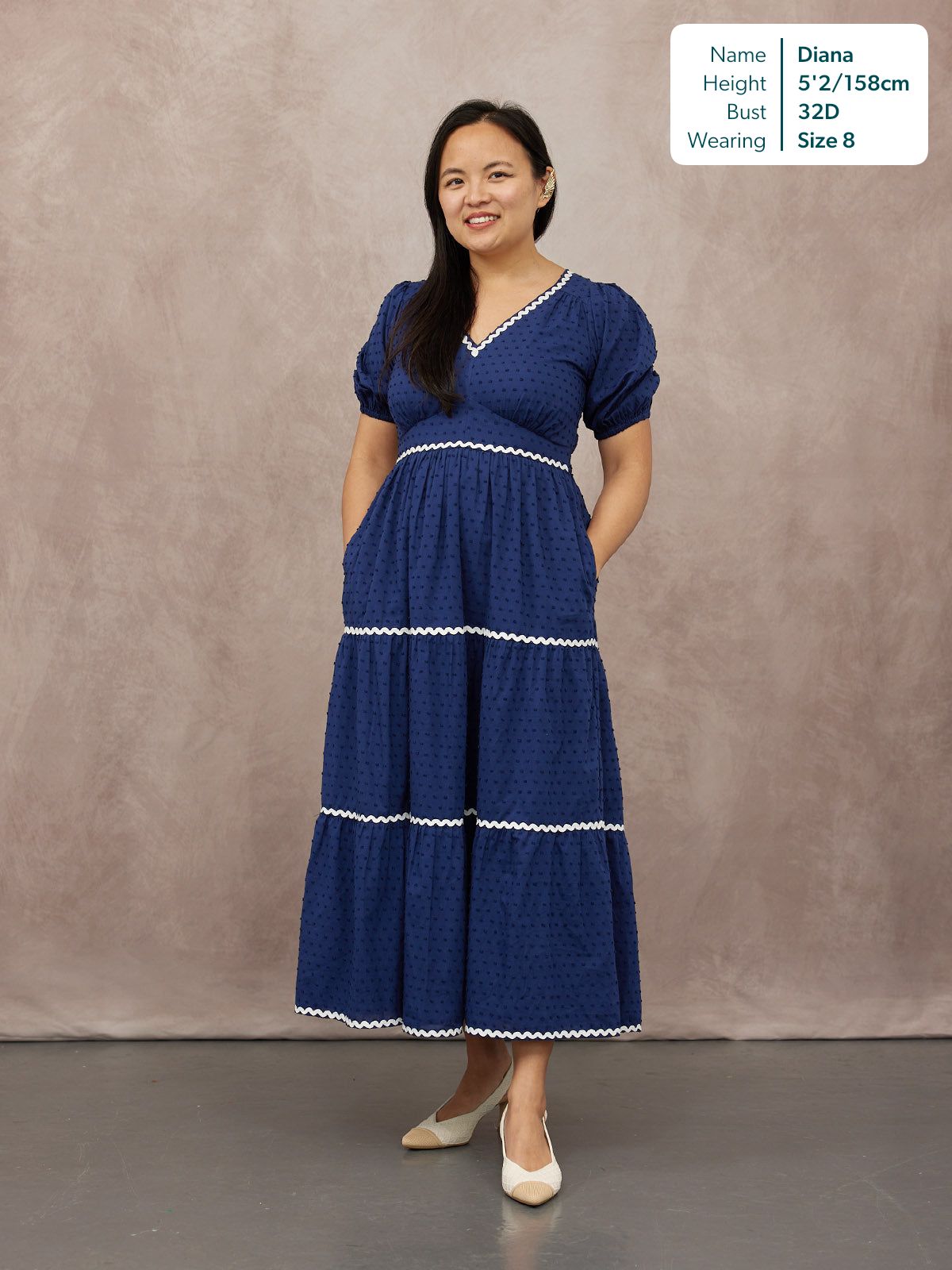 Nelly Ric Rac Dress - Navy & White