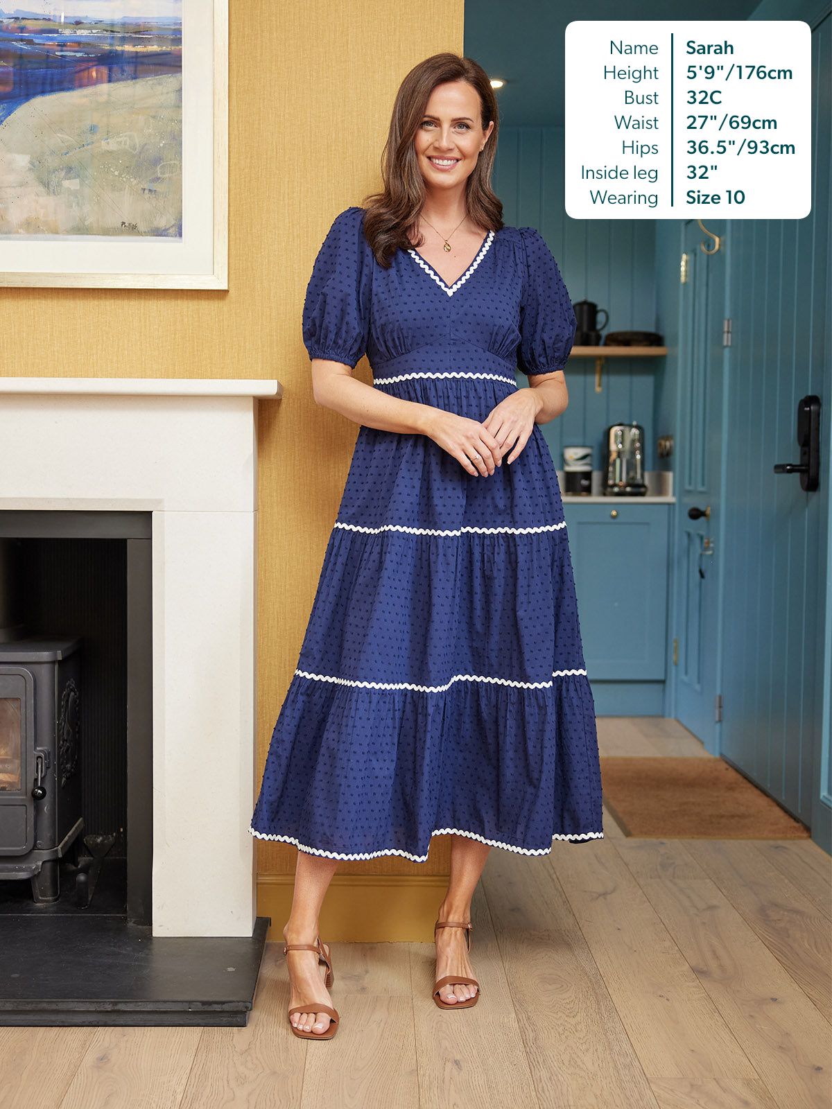 Nelly Ric Rac Dress - Navy & White