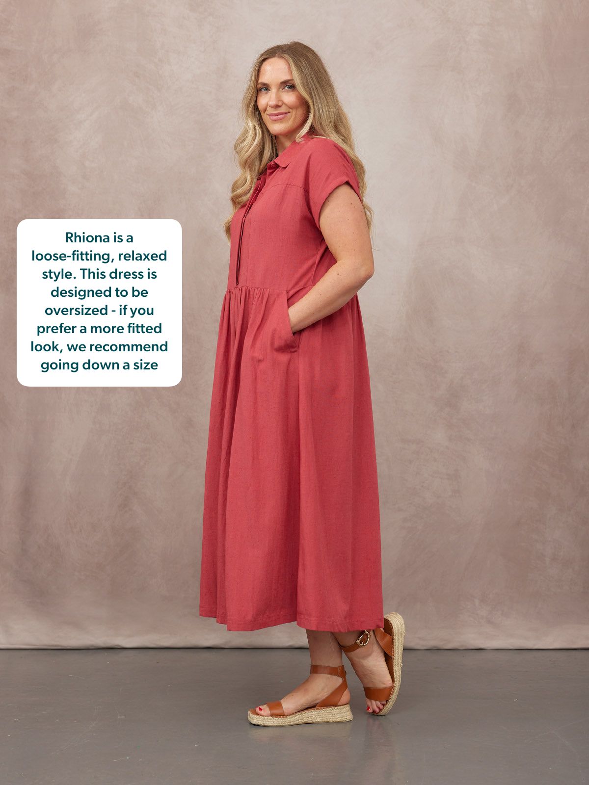 Rhiona Linen Shirt Dress - Rose