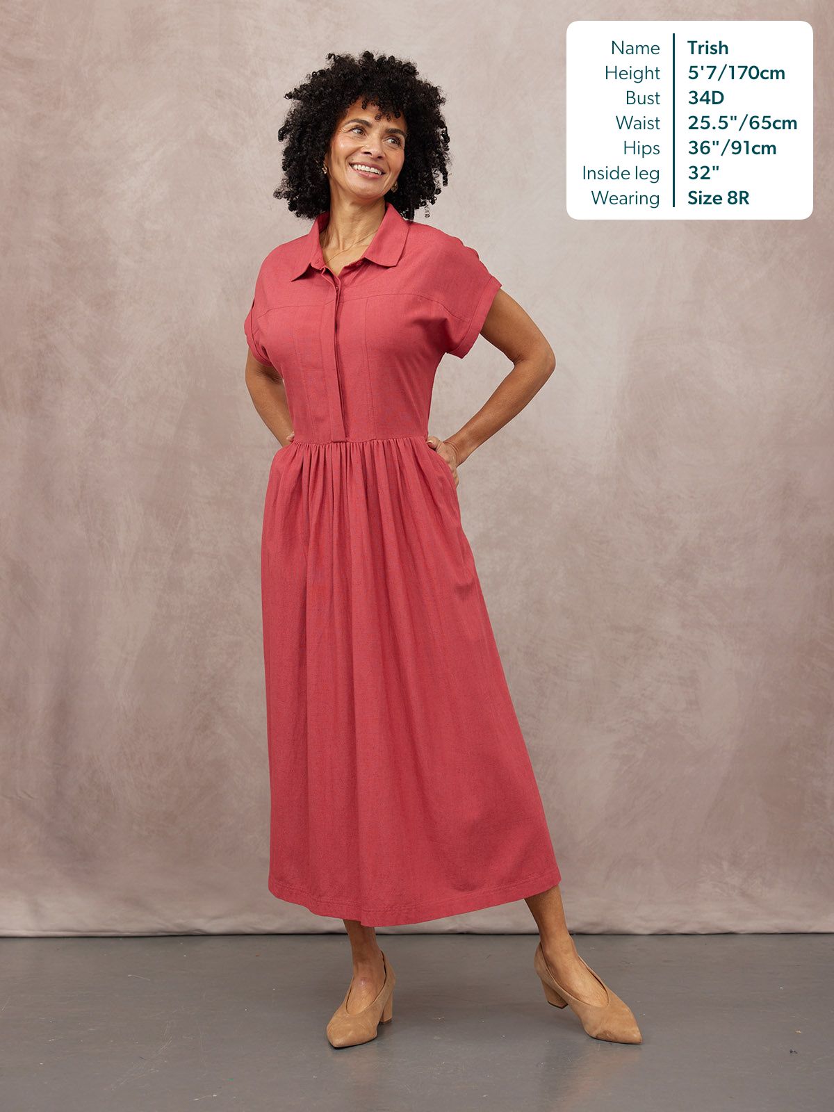 Rhiona Linen Shirt Dress - Rose