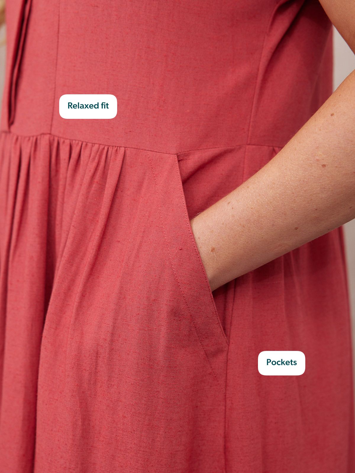 Rhiona Linen Shirt Dress - Rose