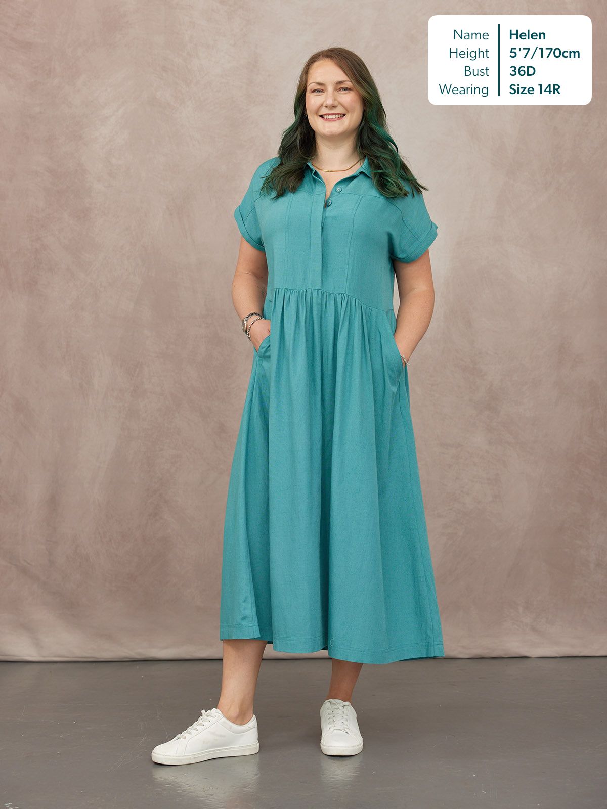 Rhiona Linen Shirt Dress - Teal