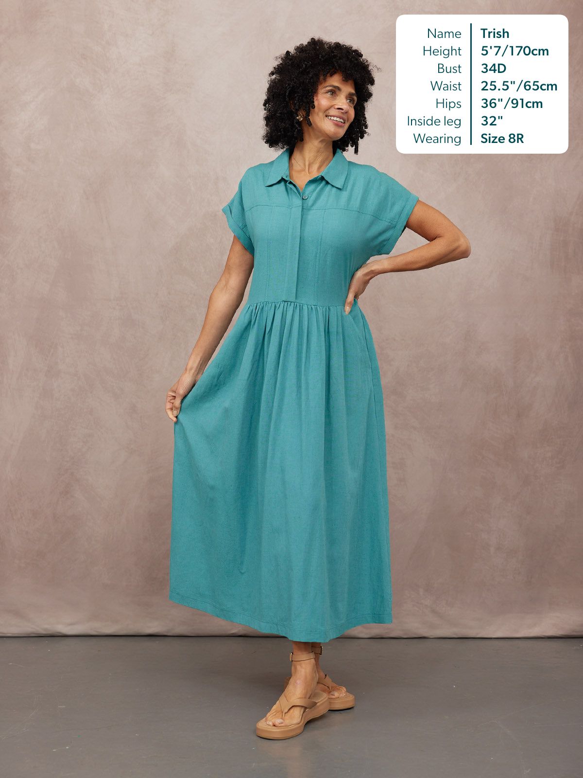 Rhiona Linen Shirt Dress - Teal