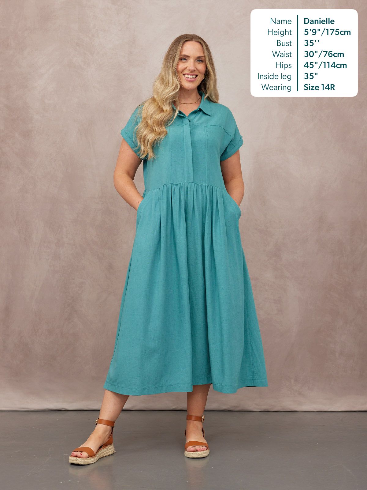 Rhiona Linen Shirt Dress - Teal