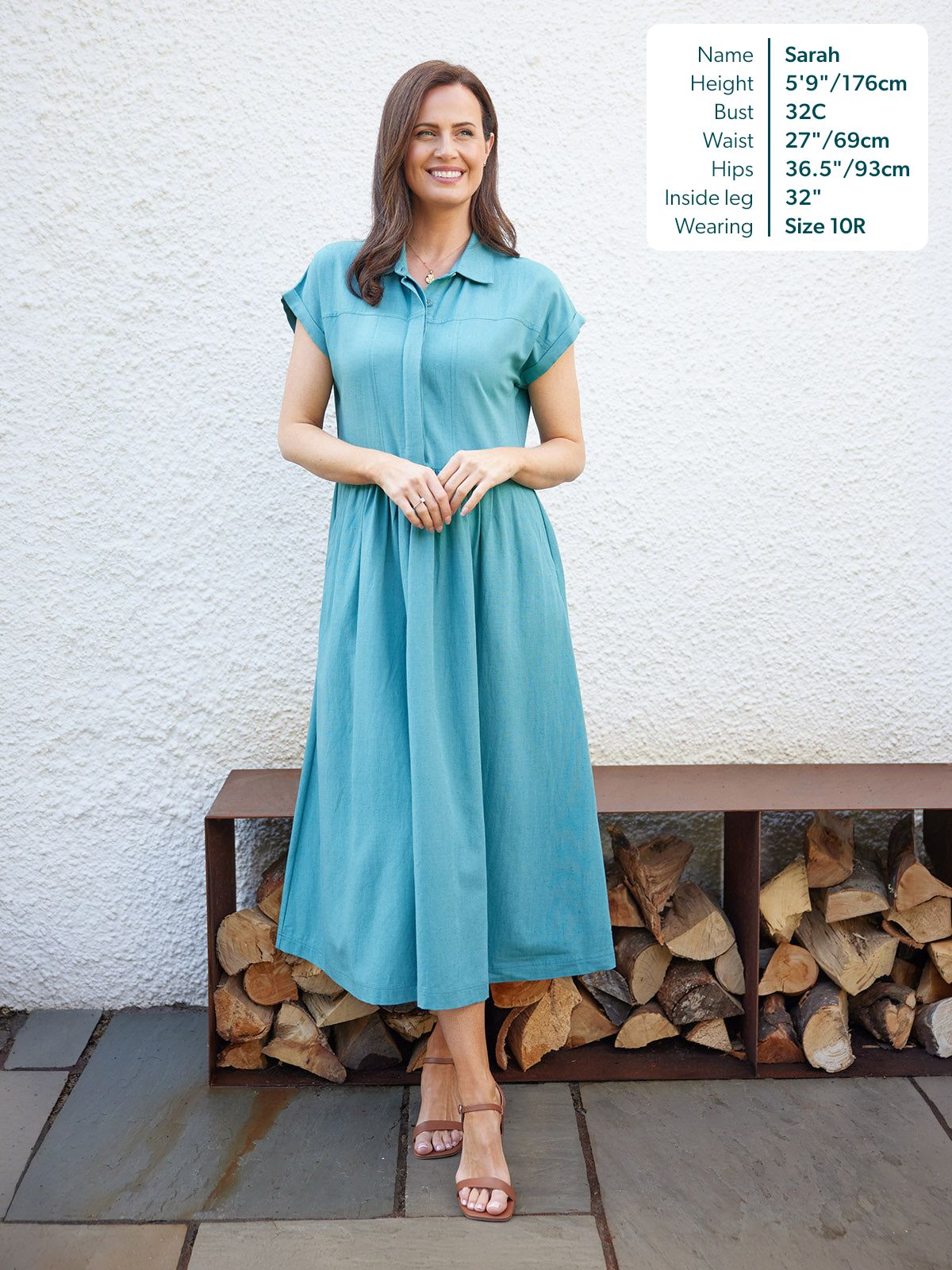 Rhiona Linen Shirt Dress - Teal