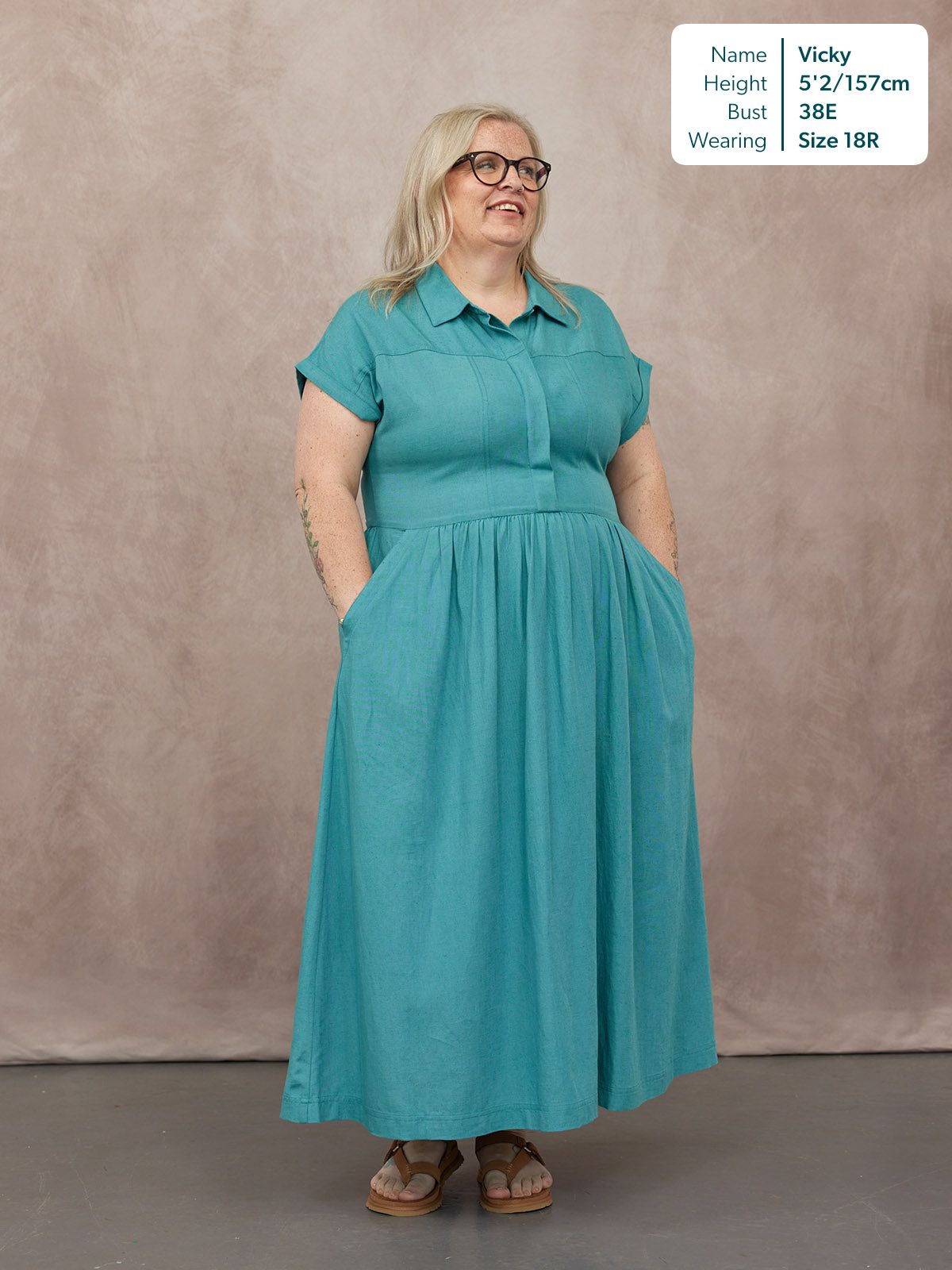 Rhiona Linen Shirt Dress - Teal
