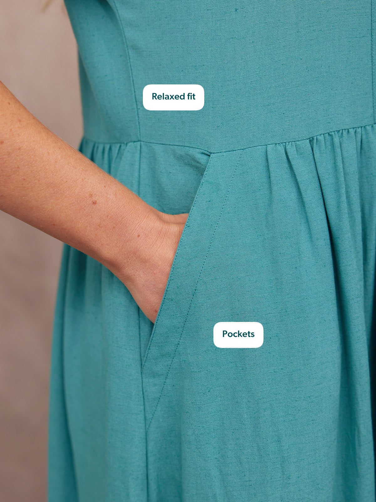 Rhiona Linen Shirt Dress - Teal