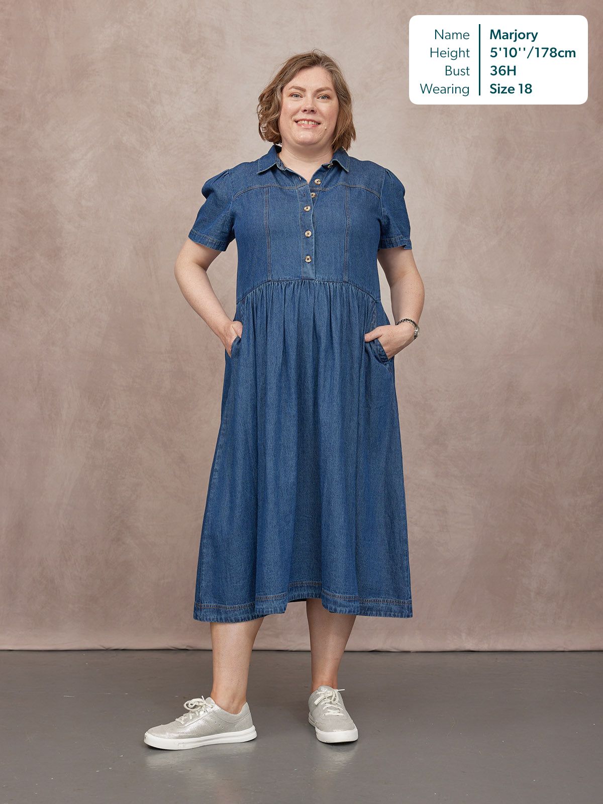 Rhiona Set-In Short Sleeve Denim Shirt Dress - Blue