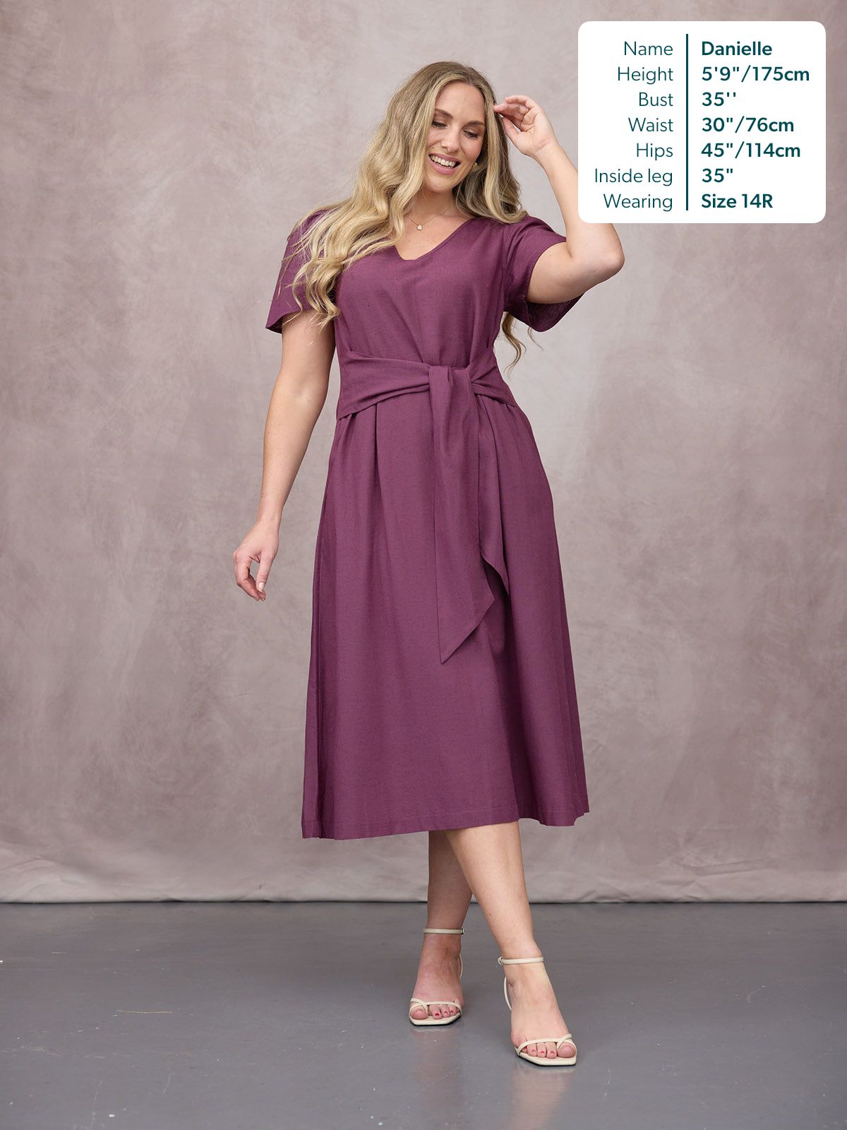 Ruth Angel Sleeve Tie Waist Dress - Plum