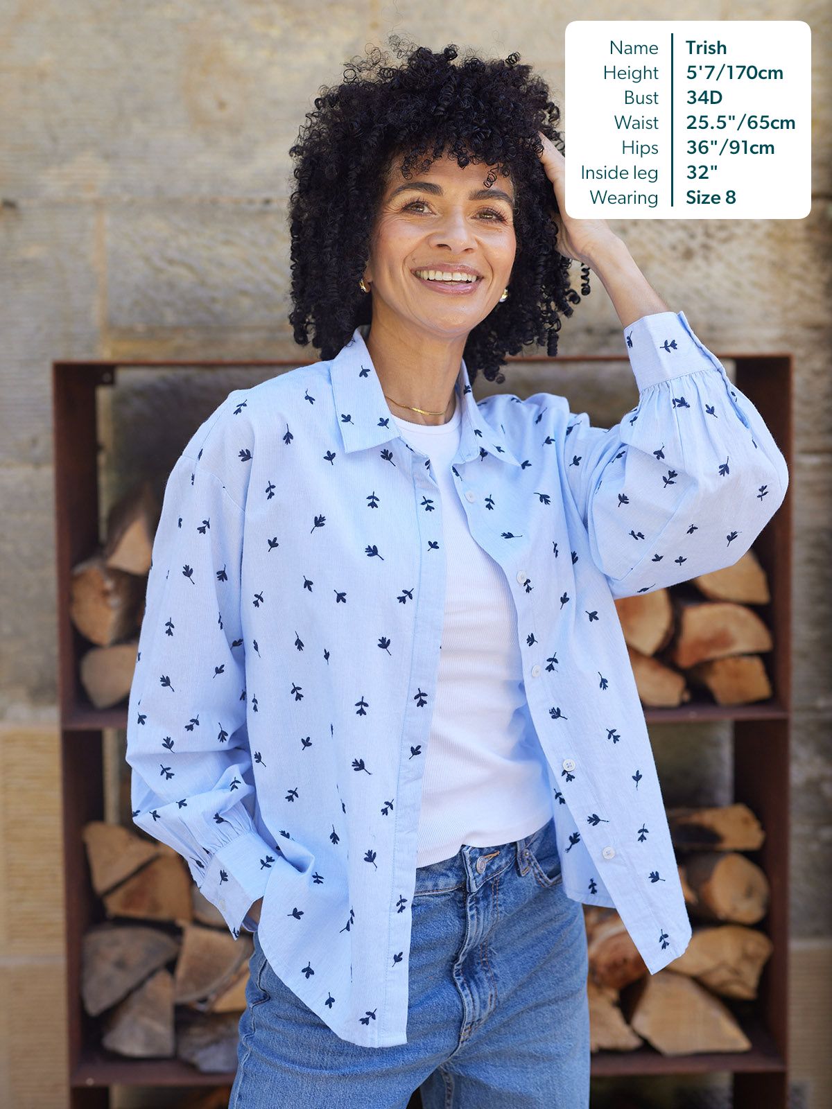 Sandra Embroidered Stripe Shirt - Blue & White