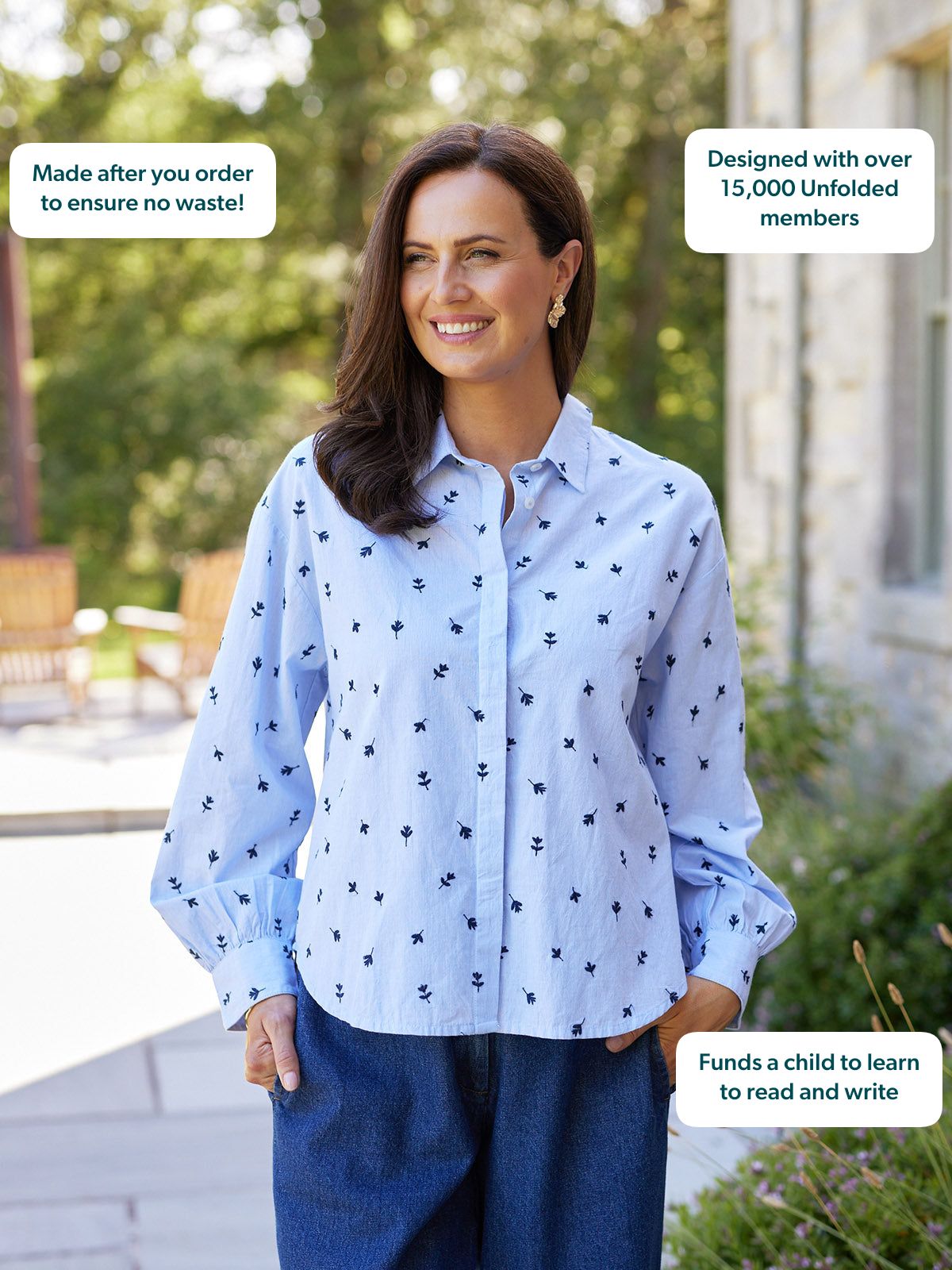 Sandra Embroidered Stripe Shirt - Blue & White