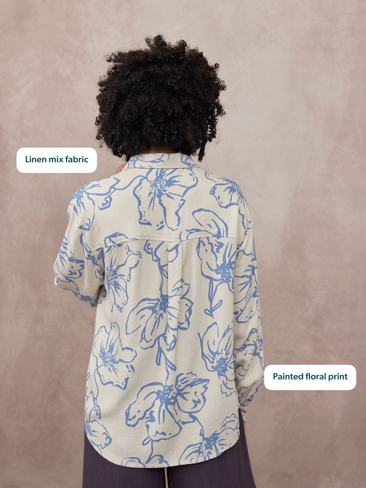Sue Printed Linen Mix Shirt - Blue Floral