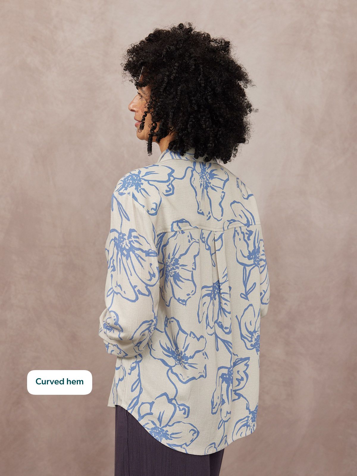 Sue Printed Linen Mix Shirt - Blue Floral
