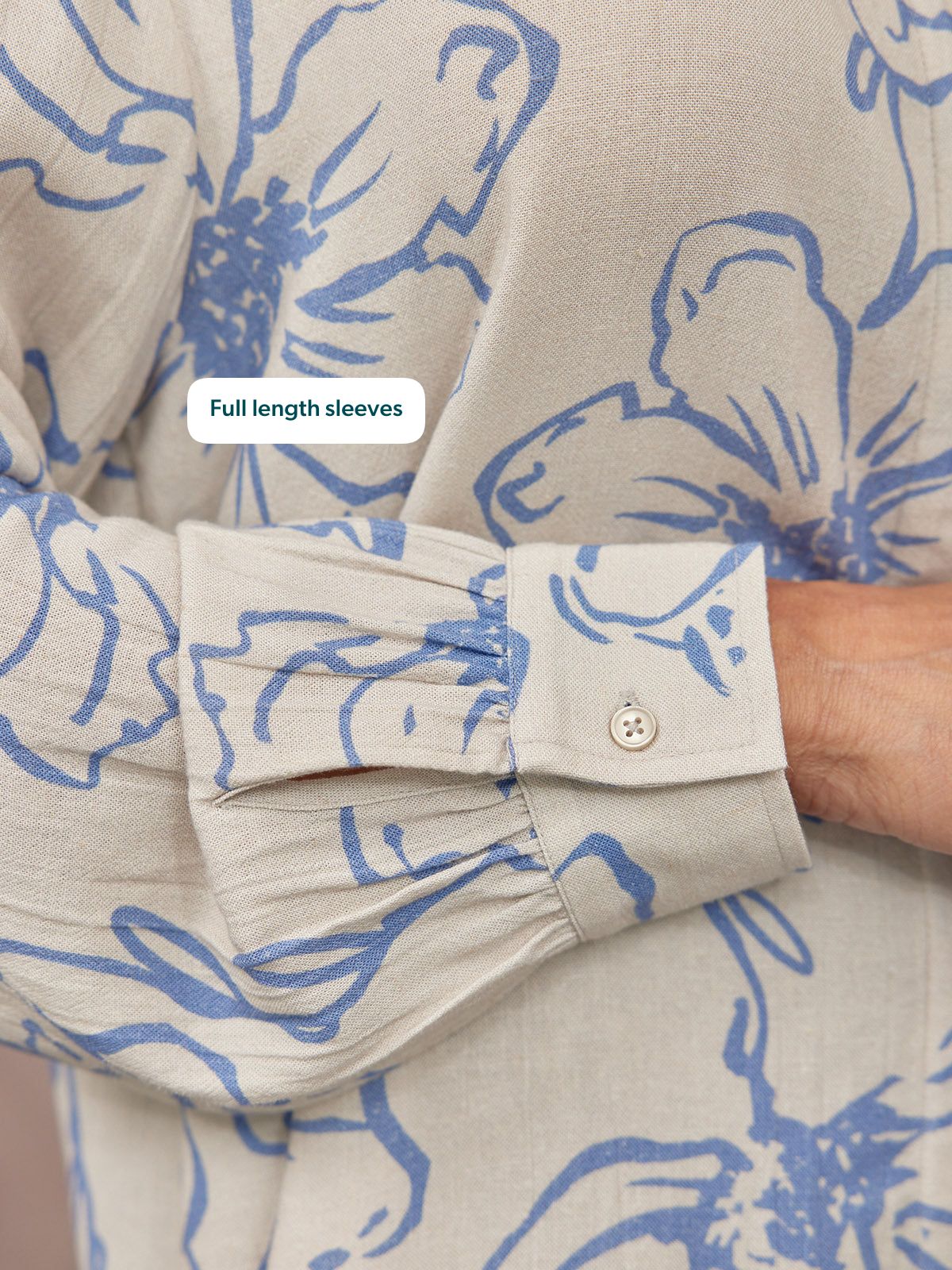 Sue Printed Linen Mix Shirt - Blue Floral