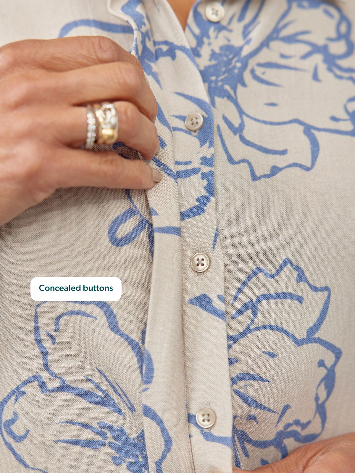 Sue Printed Linen Mix Shirt - Blue Floral