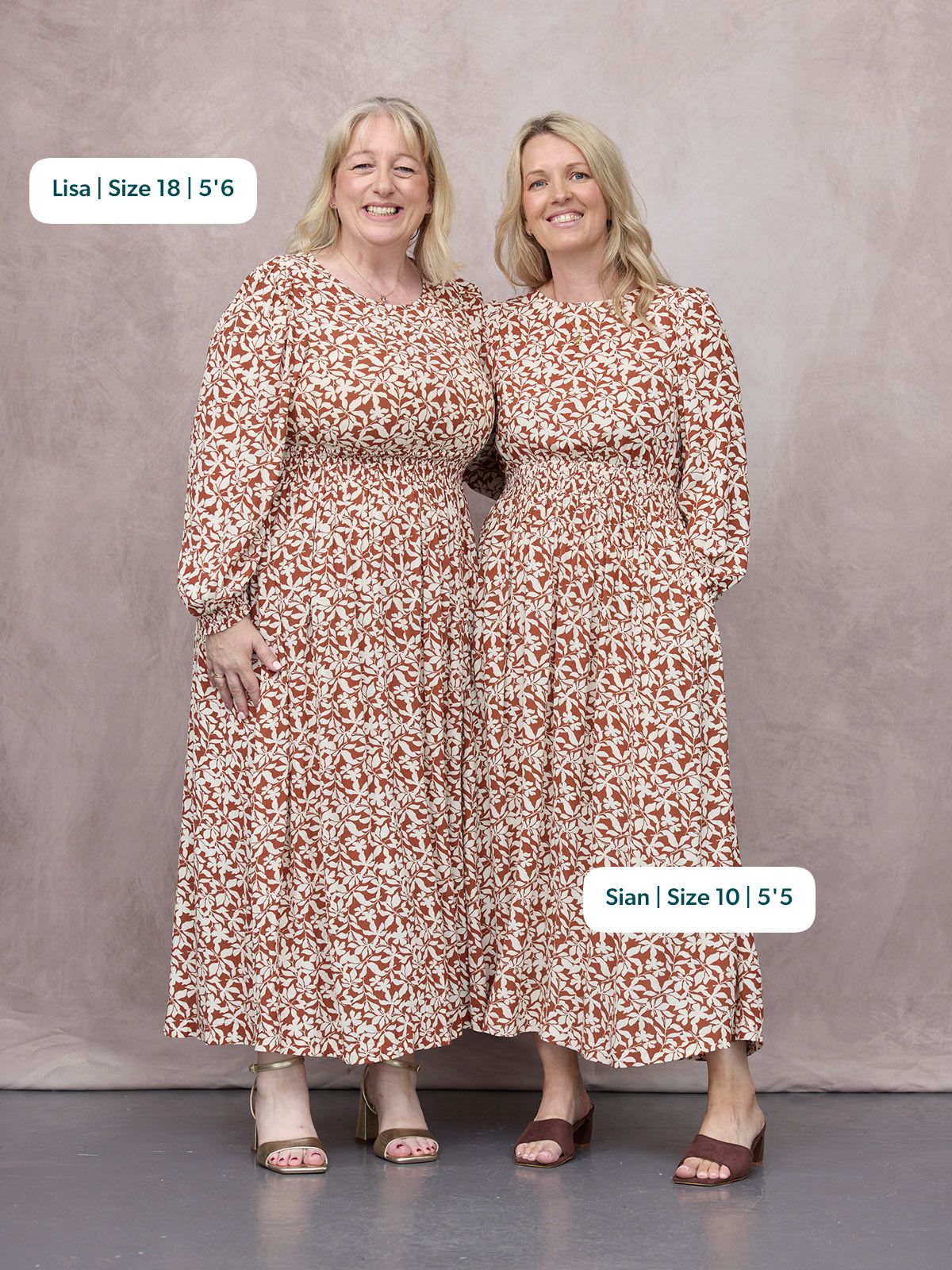 Vera Midi Dress - Terracotta & Ecru Floral Print