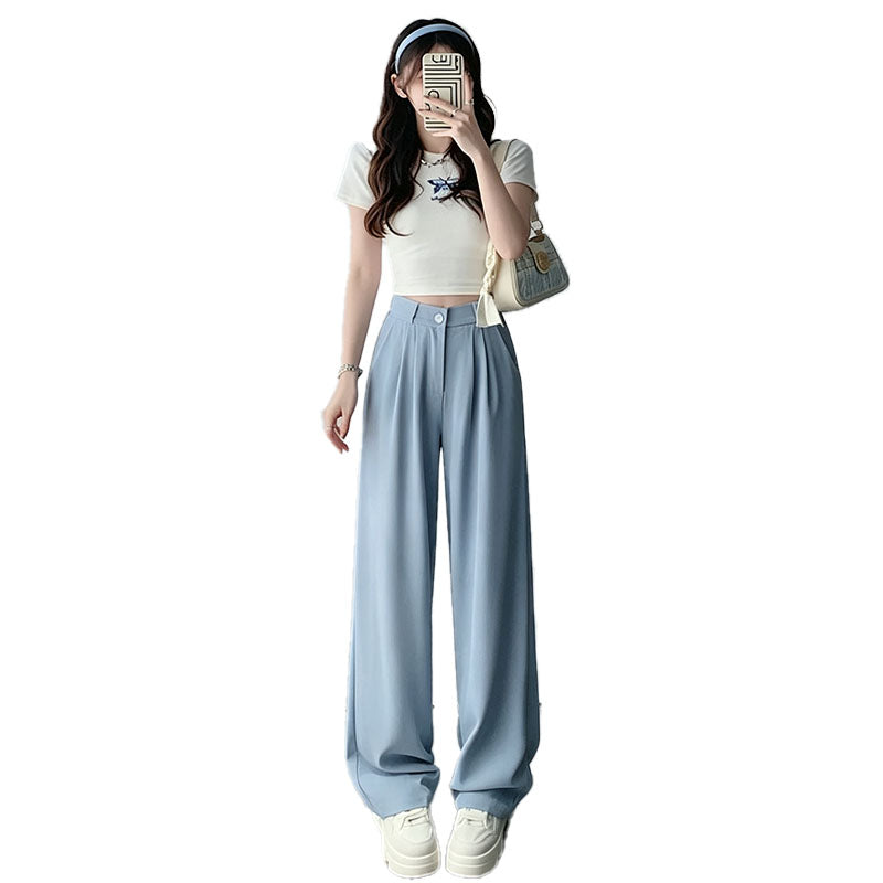 Pantalón Wide-Leg Plisado de Tiro Alto